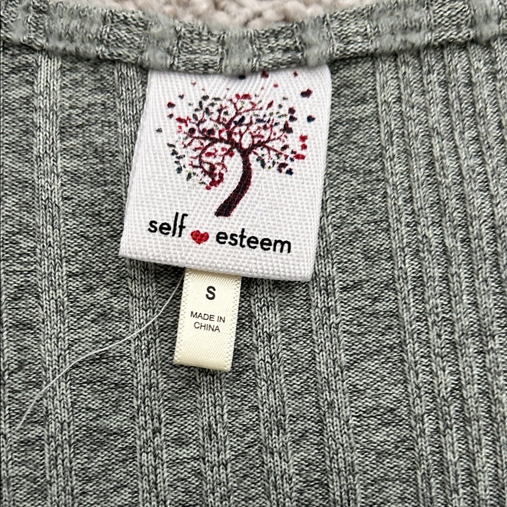 Self Esteem Gray Ribbed Knit Top - Picture 2 of 3
